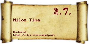 Milos Tina névjegykártya